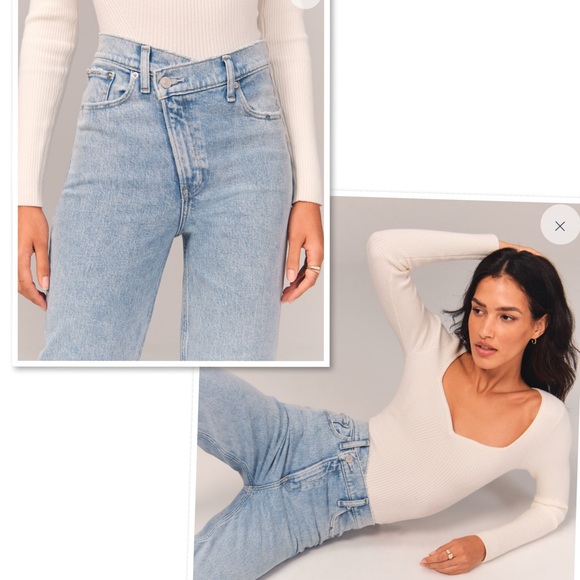 Abercrombie & Fitch High Rise Dad Jean Criss-Cross Crossover Waistband Size 26 - Picture 1 of 13